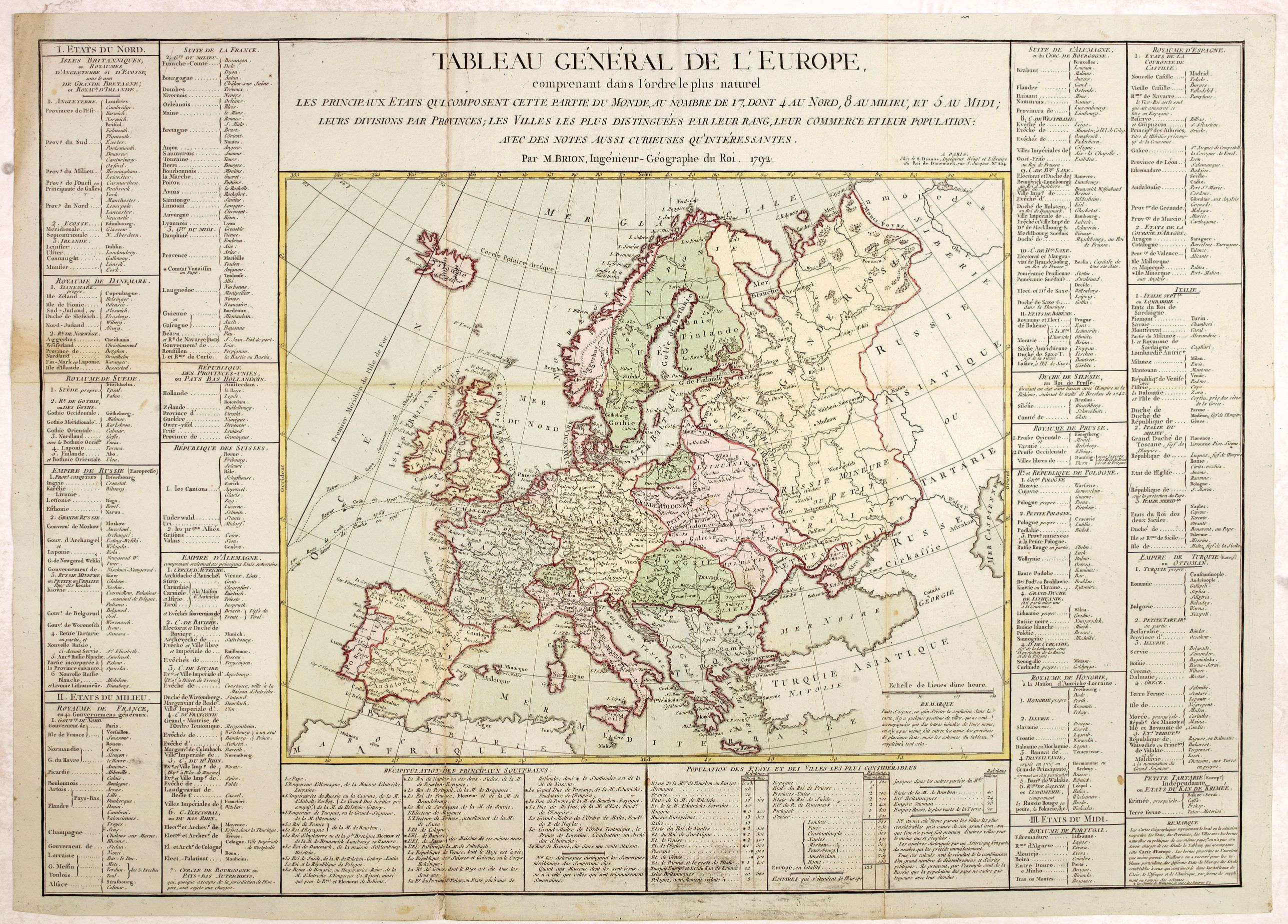 DESNOS / BRION, Tableau général de l'Europe,.., antique map, old maps