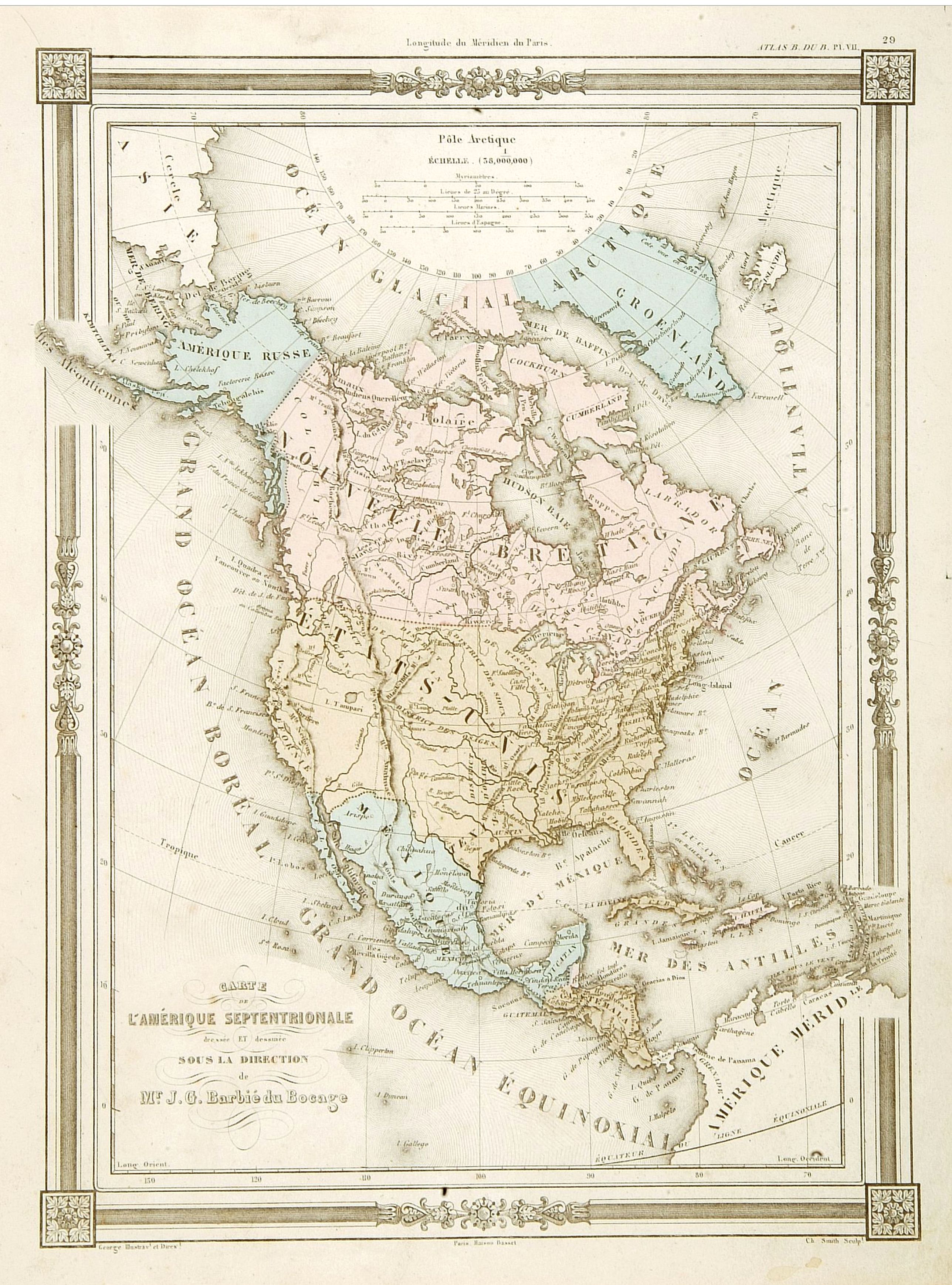 BASSET, Carte L'Amérique Septentrionale.., antique map, old maps