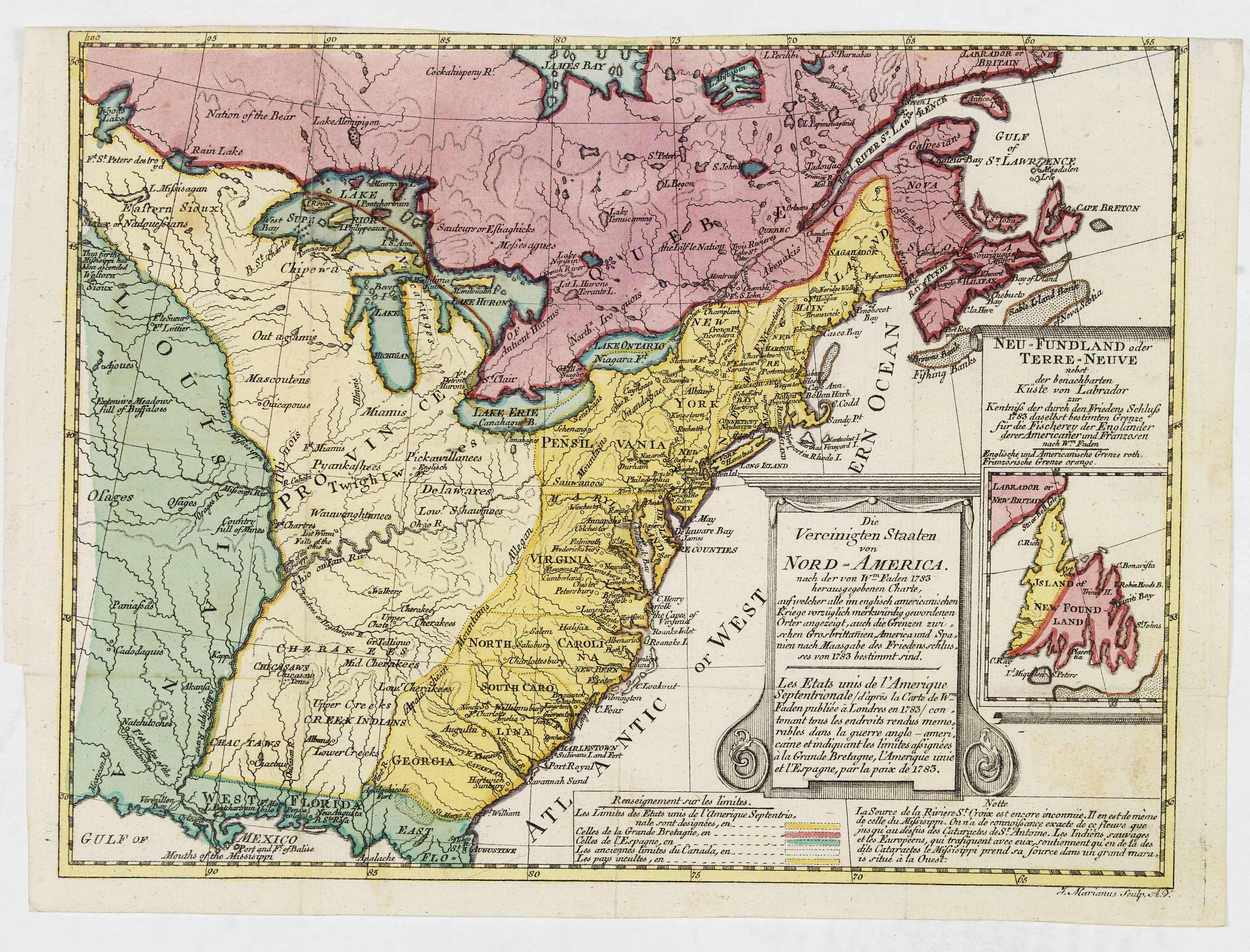 MARIANUS, J., Die Vereinigten Staaten von Nord Amerika.., antique map, old maps