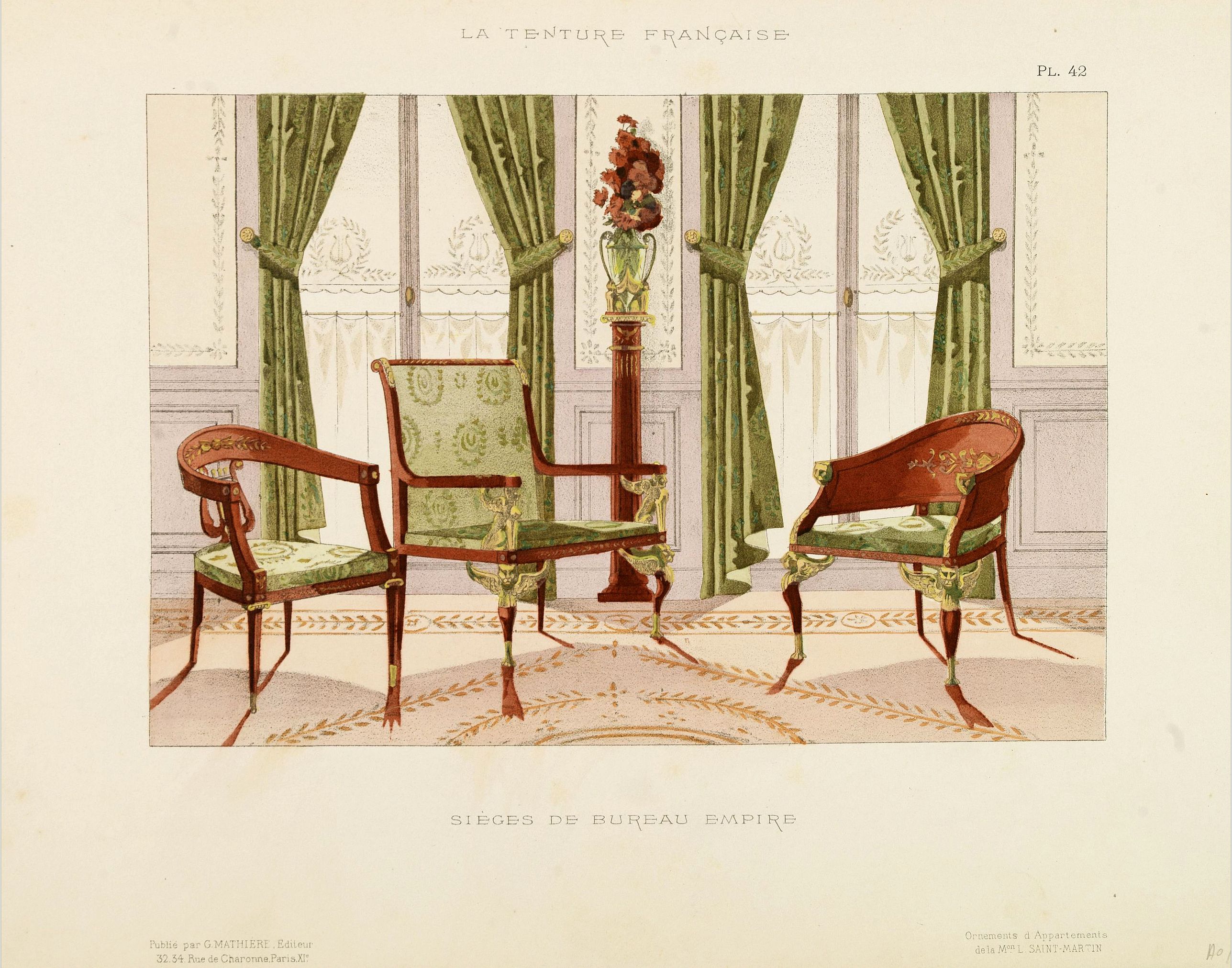 MATHIÉRE, G., Siéges de bureau empire., antique map, old maps