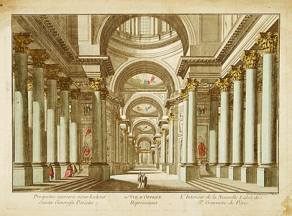 DAUMONT, L\'Interieur de la Nouvelle Eglise de St.Genevieve de Paris., antique map, old maps