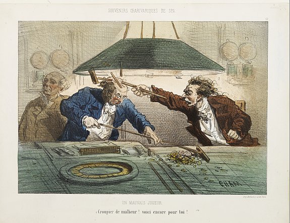 CHARIVARI, Un Mauvais Joueur., antique map, old maps
