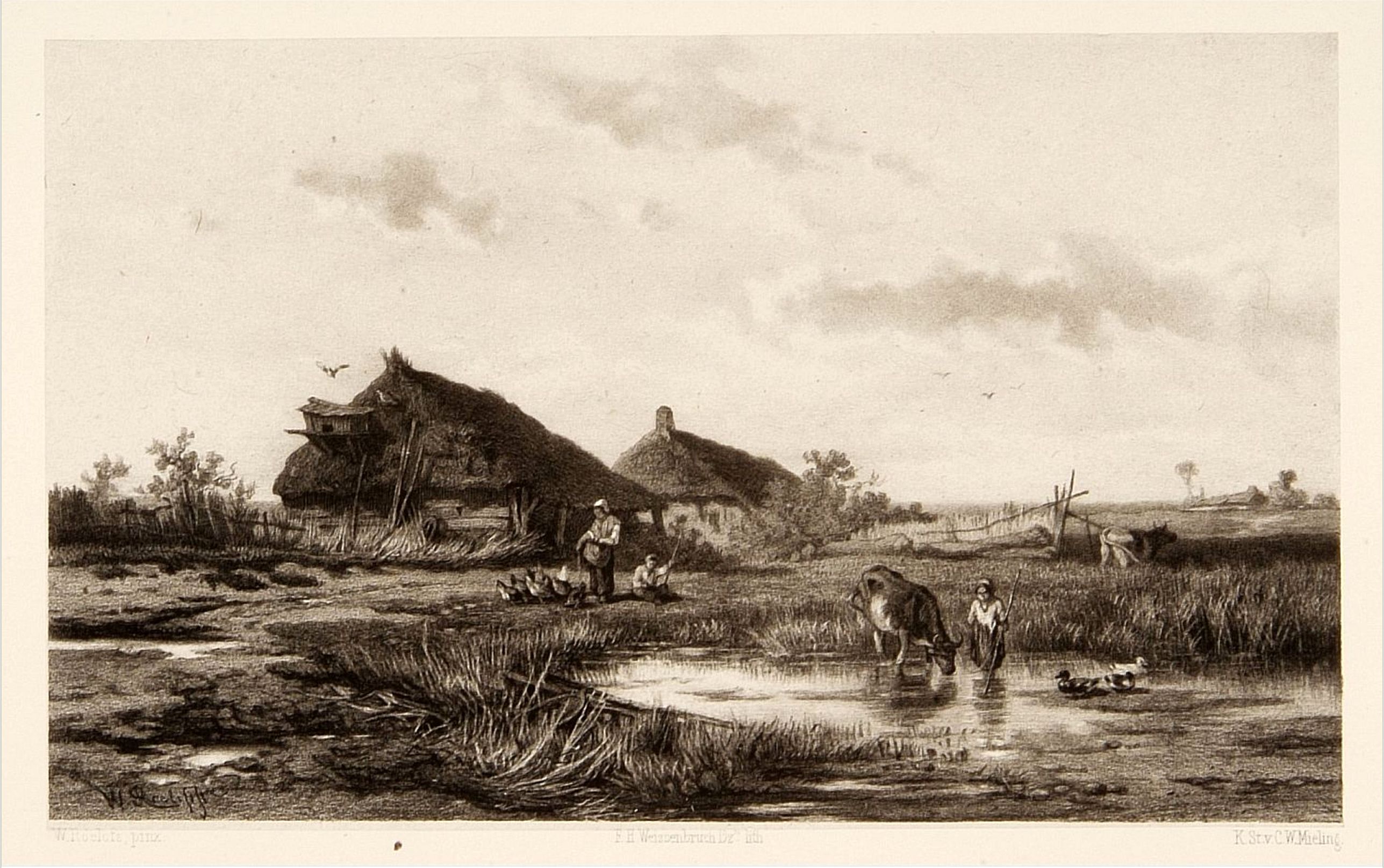 WEISSENBRUCH, F.H., Dutch landscape., antique map, old maps