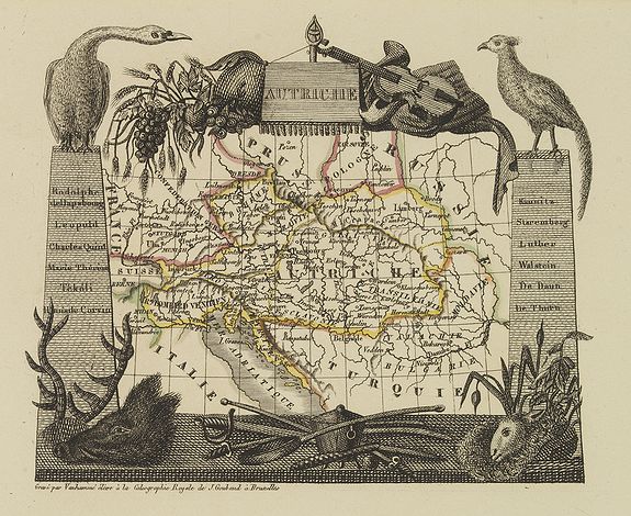 WAHLEN et Com., Autriche, antique map, old maps