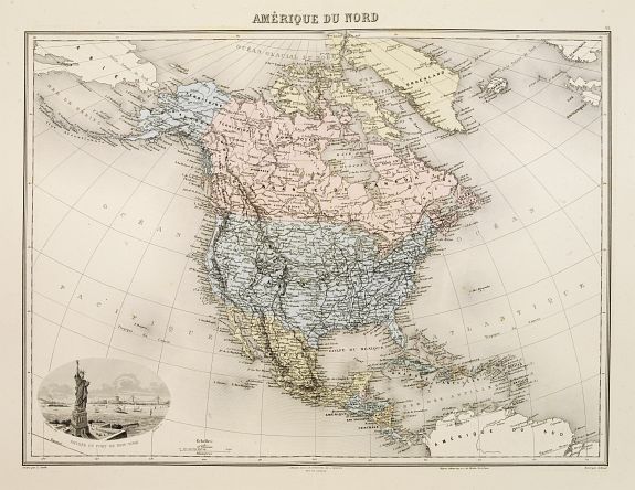 MIGEON, J., Amérique du Nord., antique map, old maps