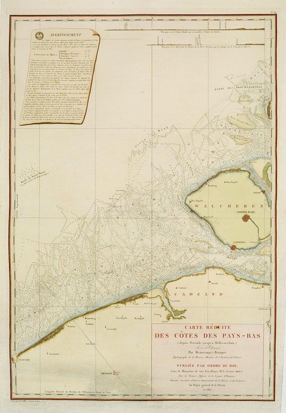 DEPOT GÉNÉRAL DE LA MARINE., Carte réduite des côtes des Pays-Bas.., antique map, old maps