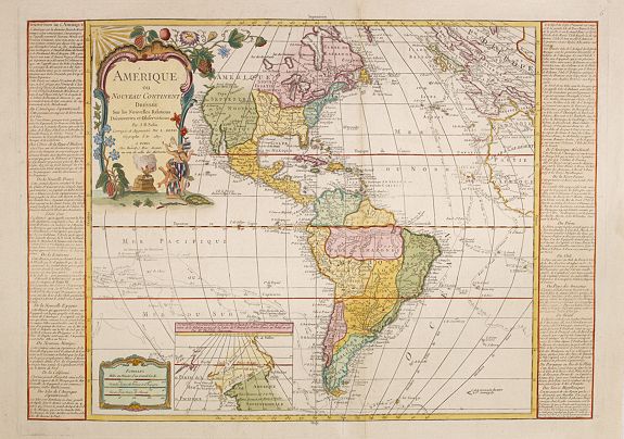 BASSET / NOLIN, J.B., Amérique ou Nouveau Continent Dressée Sur les Nouvelles Relations Découvertes et Observations, par J.B. Nolin. . ., antique map, old maps