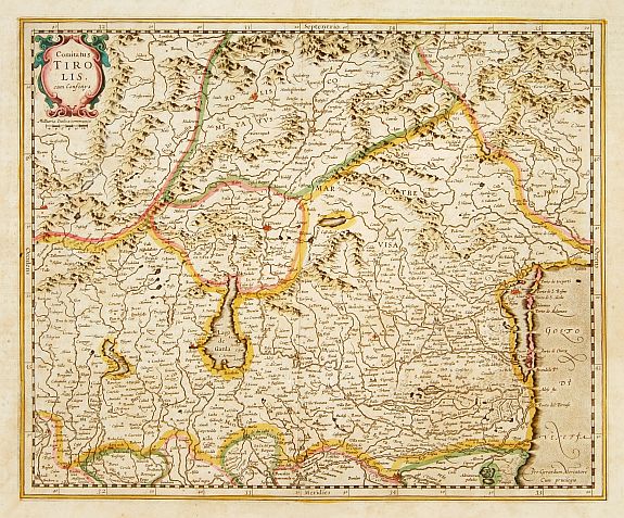 MERCATOR, G. / HONDIUS, H., Comitatus Tirolis cum Consinys., antique map, old maps