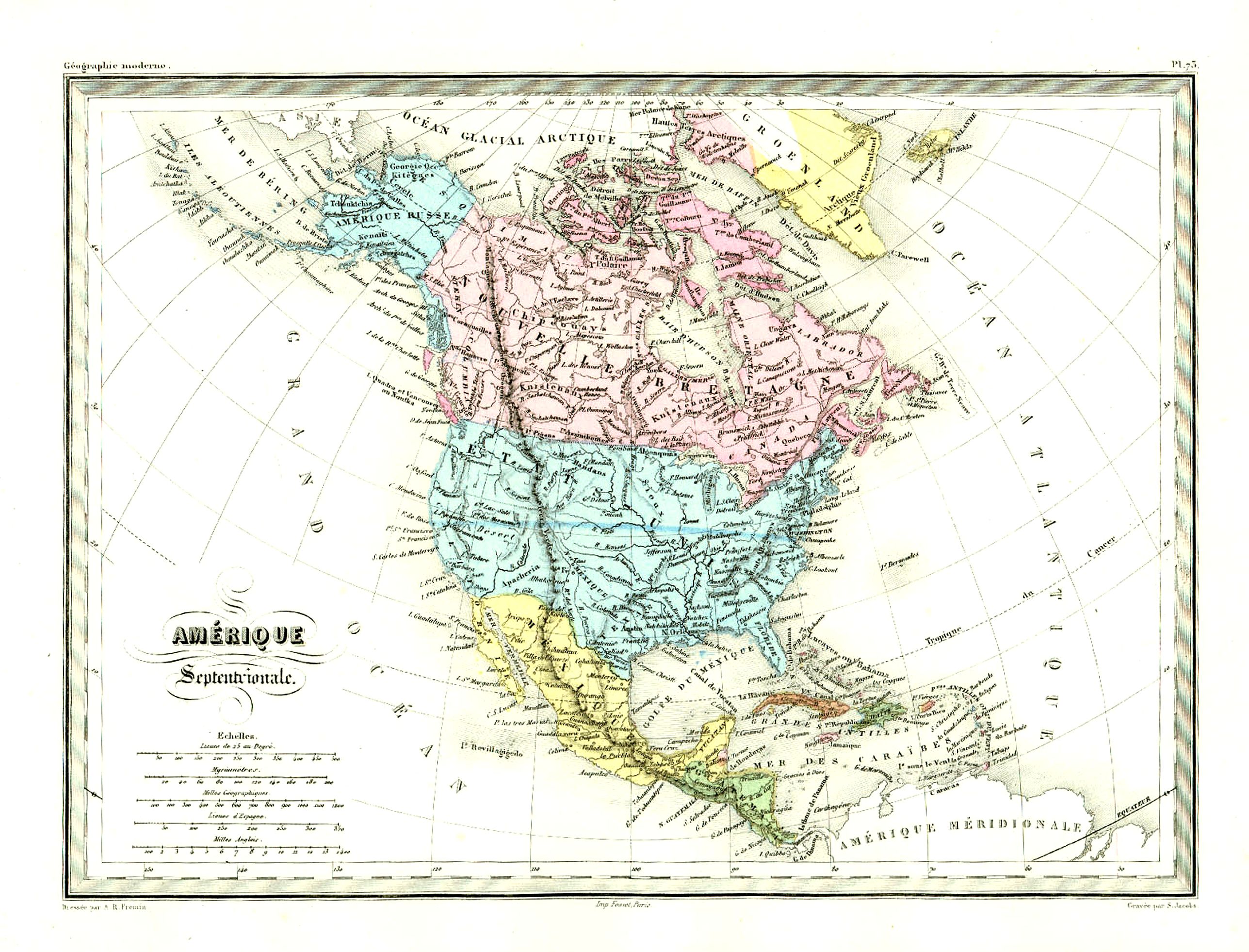 GARNIER FRÉRES, Amérique Septentrionale., antique map, old maps