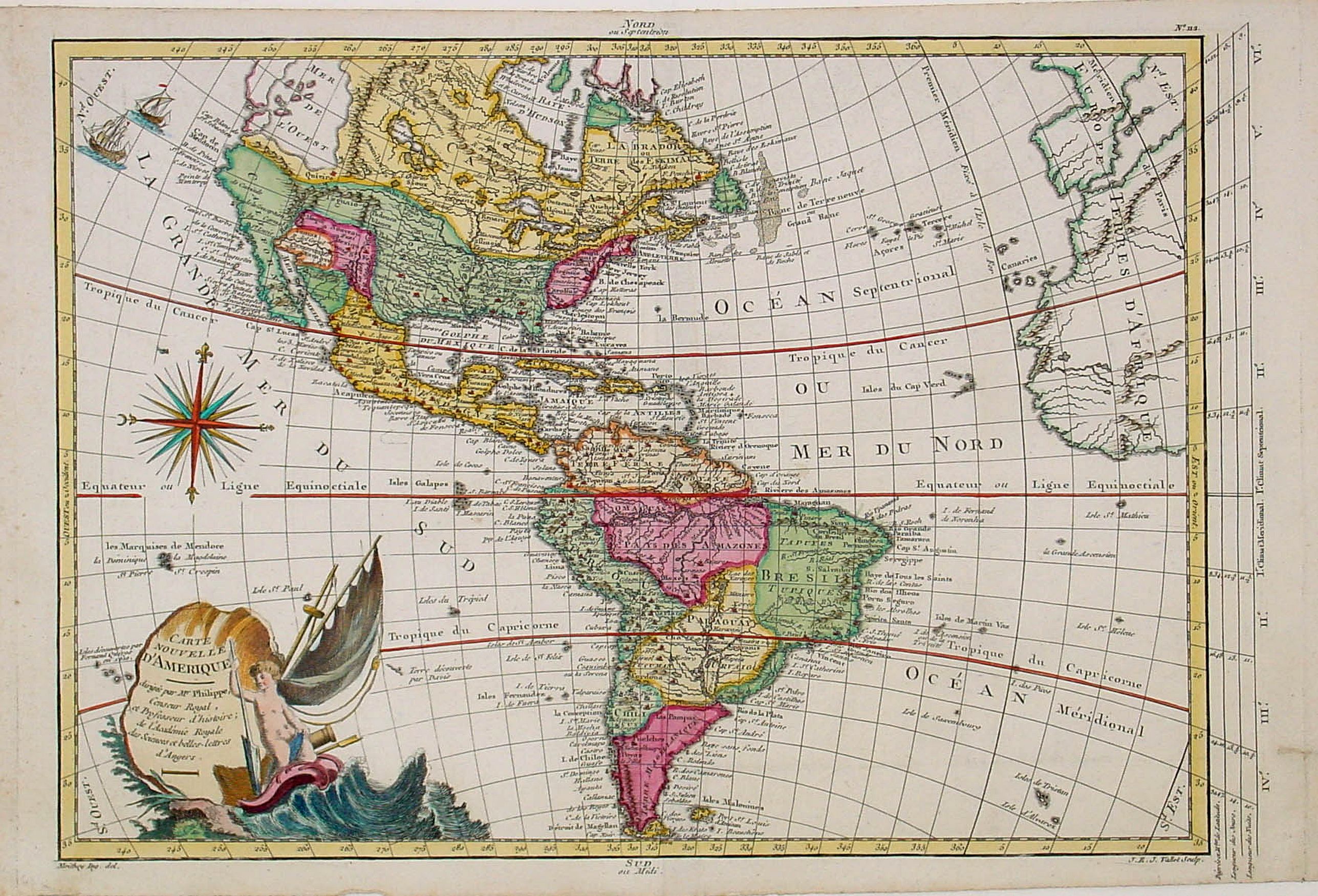 MOITHEY,M.A., Carte Nouvelle d'Amerique.., antique map, old maps