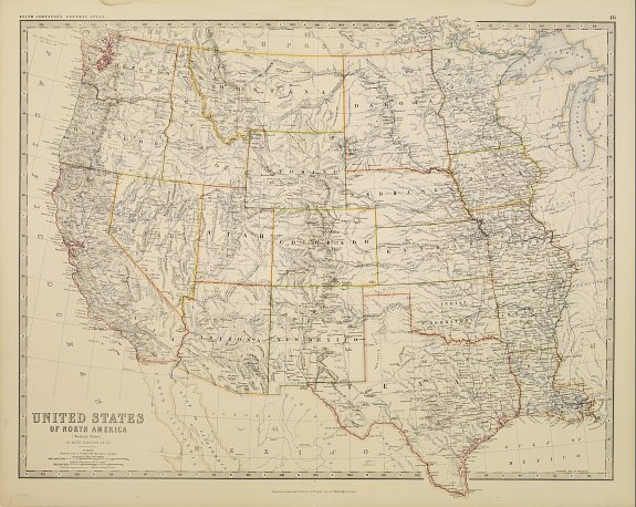 JOHNSTON,W.& A.K., United States of North America. Western States., antique map, old maps