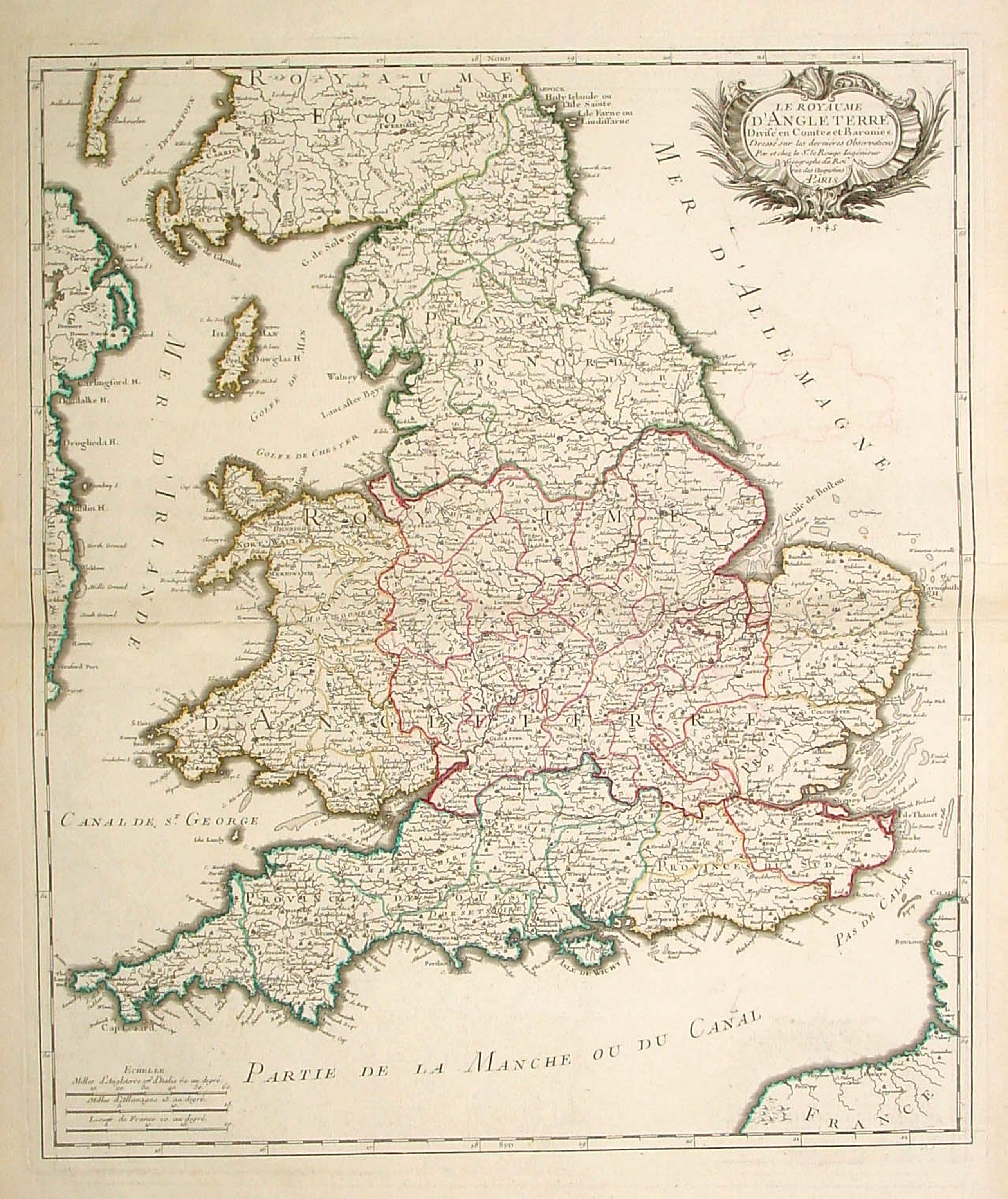 LE ROUGE, G.L., Le royaume d'Angleterre.., antique map, old maps