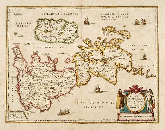JANSSONIUS, J., Insularum Britannicarum acurata delineatio. . ., antique map, old maps