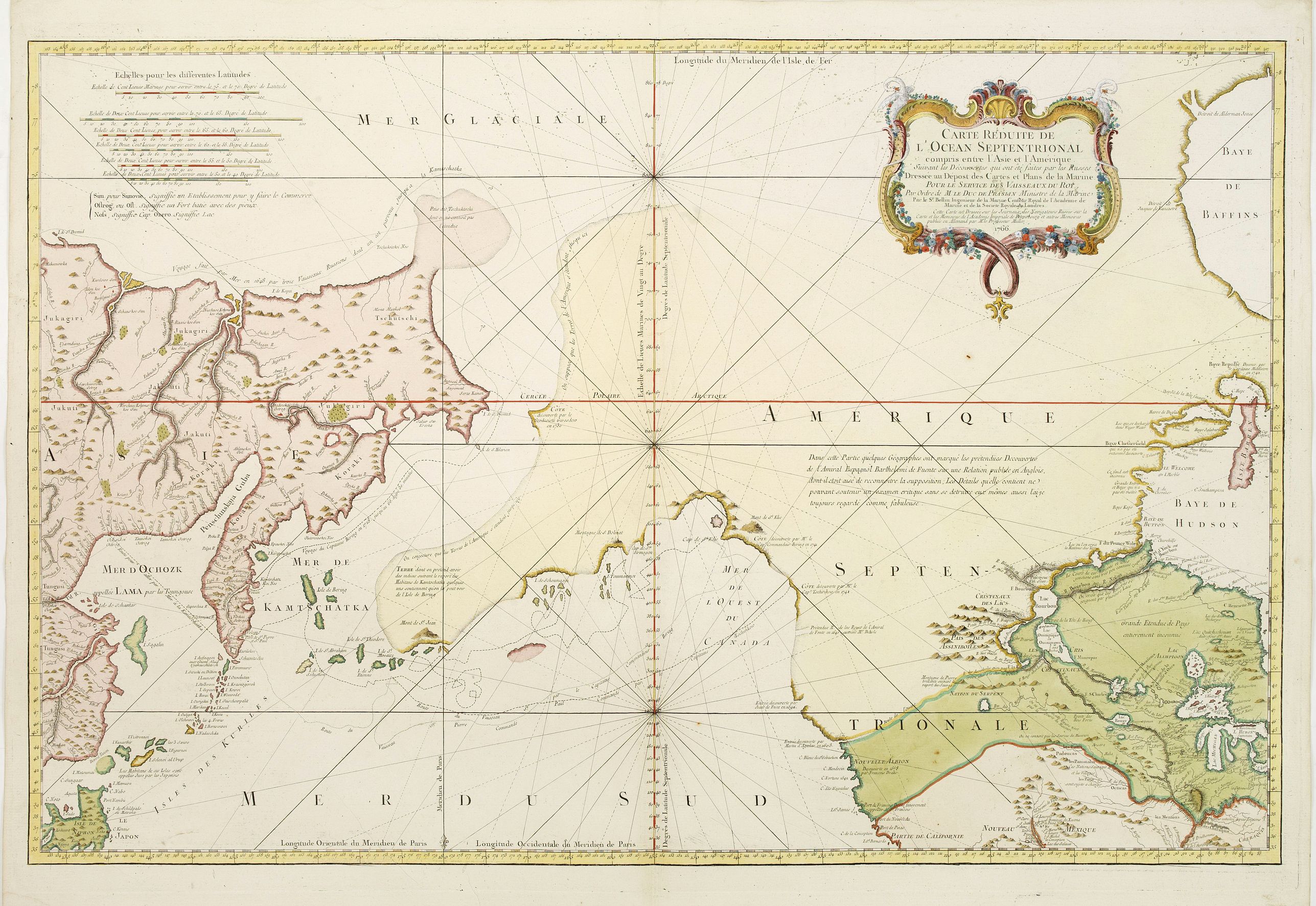 BELLIN,J.N., Carte Réduite de L'Ocean Septentrional. . ., antique map, old maps