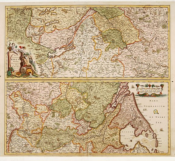 VISSCHER,N., Totius Fluminis Rheni Novissima Descriptio.., antique map, old maps