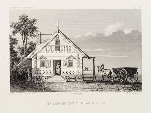 DE MOFRAS, D., Isba, Maison des colonies de l'Amérique Russe., antique map, old maps