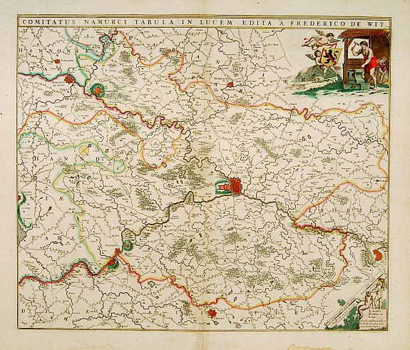 DE WIT,F, Comitatus Namurci Tabula in Lucem.., antique map, old maps