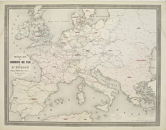 NAPOLÉON CHAIX., Nouvelle carte des chemins de fer de Europe., antique map, old maps
