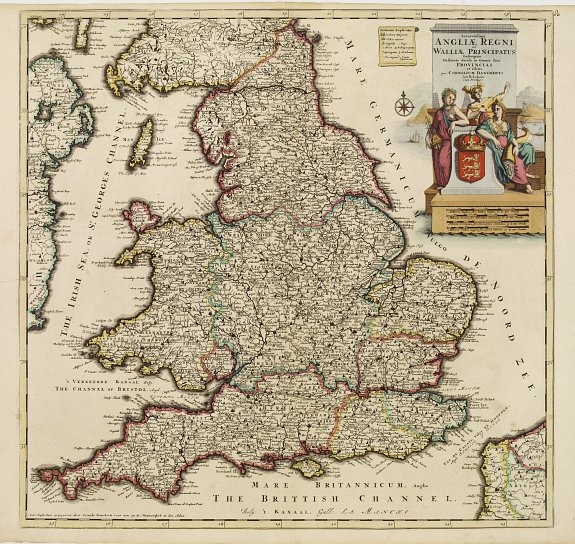 DANCKERTS, J., Accuratissima Angliae Regni et Walliae.., antique map, old maps