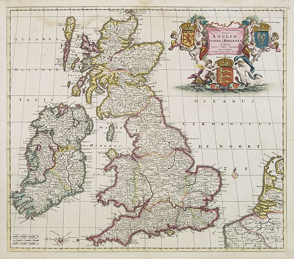 DANCKERTS, J, Novissima et Accuratissima Totius Angliae Scotiae.., antique map, old maps