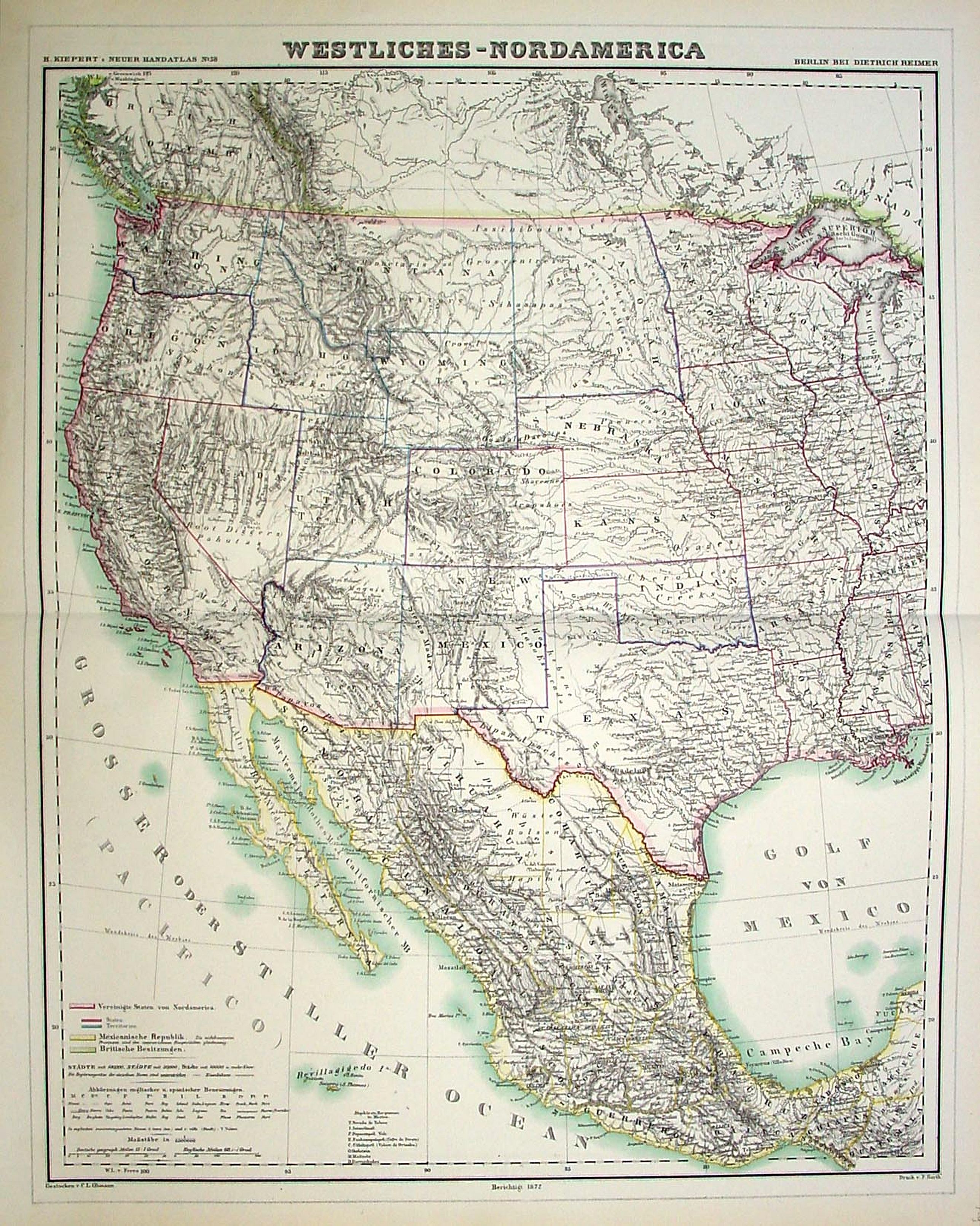 KIEPERT, H., Westliches-Nordamerica., antique map, old maps