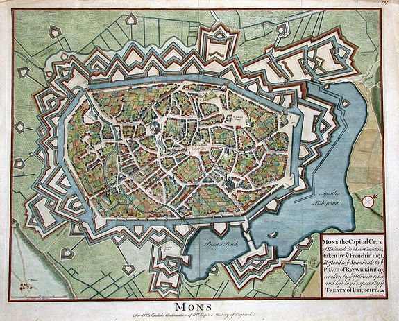 TINDAL, N., MONS the Capital City of Hainault in ye Low Countries, taken by ye French in 1691..., antique map, old maps