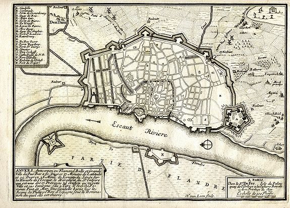 DE FER, N., ANVERS, Antwerpen..., antique map, old maps