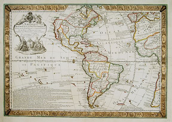 DANET, G., L'AMERIQUE Meridionale et Septentrionale Dressée sur les Nou, antique map, old maps