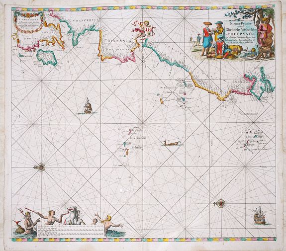 Keulen, J. van., Nieuwe Paskaert Vande Gehele Westersche Scheep-vaert., antique map, old maps