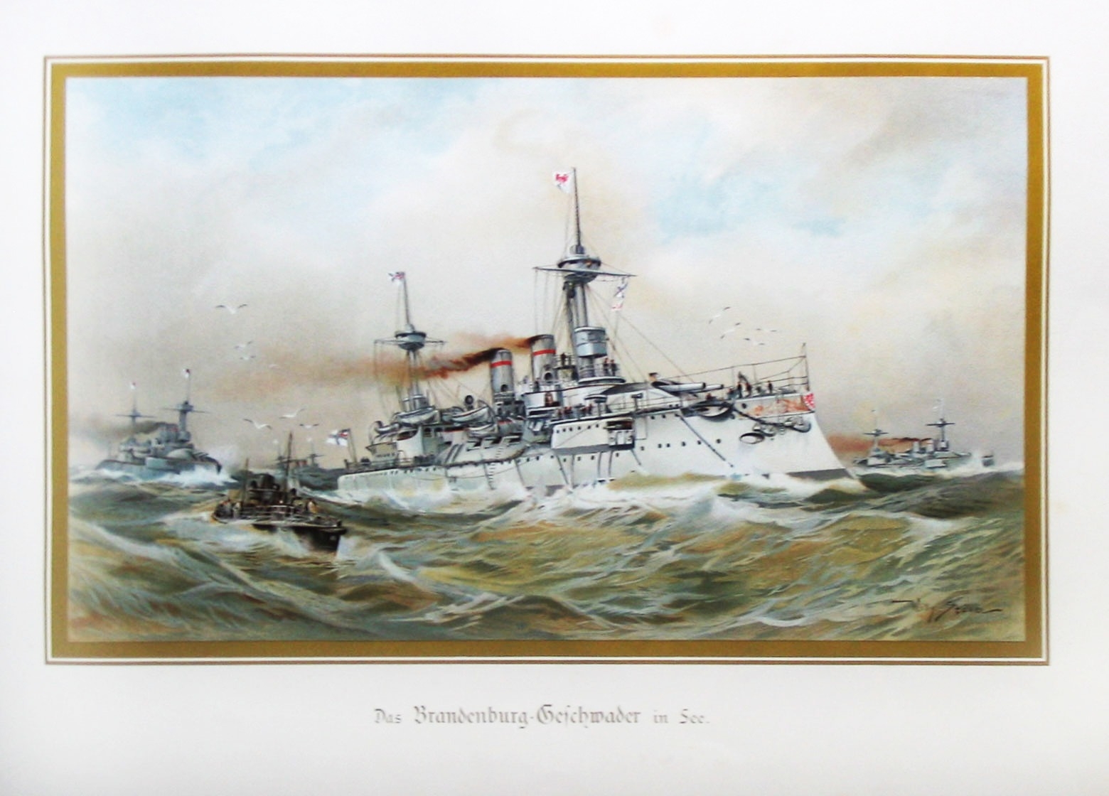STÖWER, Willy., # Das Brandenburg-Geschwader in See., antique map, old maps