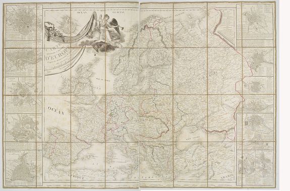 MAIRE, N., Carte itinéraire et politique d'Europe d'après les derniers traités de paix avec les plans des principales villes d'Europe.. . ., antique map, old maps