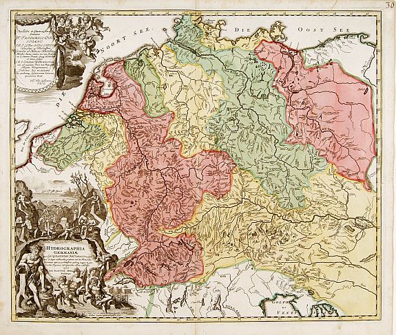 HOMANN,J.B., Hydrographia Germaniae.., antique map, old maps