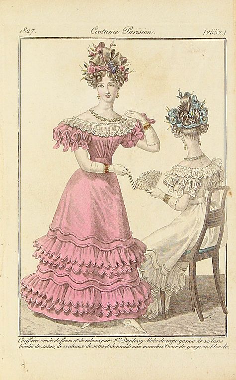 COSTUME PARISIEN, Coeffure orné de fleurs .. (2552), antique map, old maps