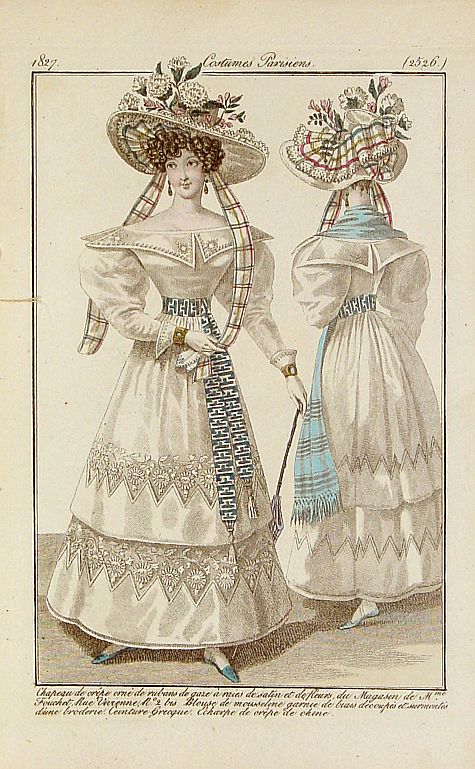 COSTUME PARISIEN, Chapeau de crépe ornéde gaze.. (2526), antique map, old maps