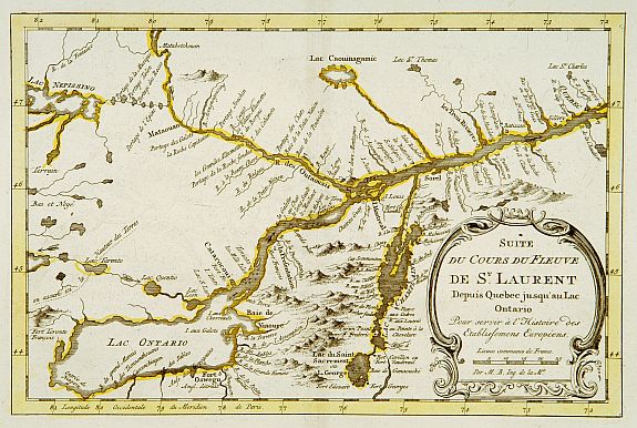 HARREVELT, E. van / CHANGUION, D.J., Suite du cours du Fleuve de St.Laurent.., antique map, old maps