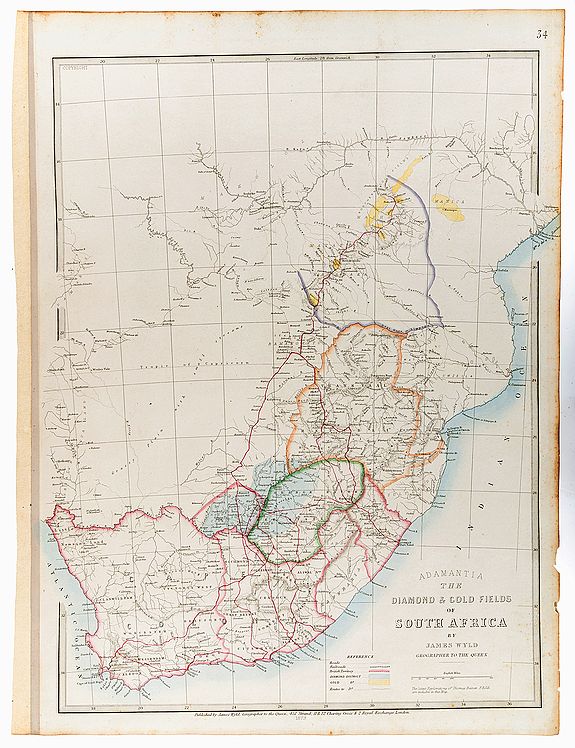 WYLD, James., Adamantia. The Diamond and Gold Fields of South Africa, antique map, old maps