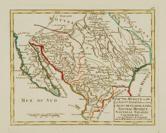 VAUGONDY,R.DE, Partie du Mexique ou de la Nouv.le Espagne ouse trouve.., antique map, old maps