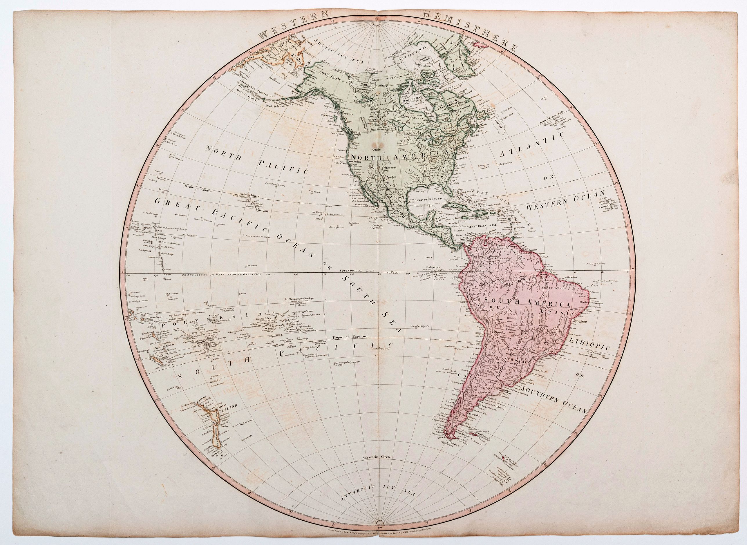 FADEN, William., Western Hemisphere, antique map, old maps