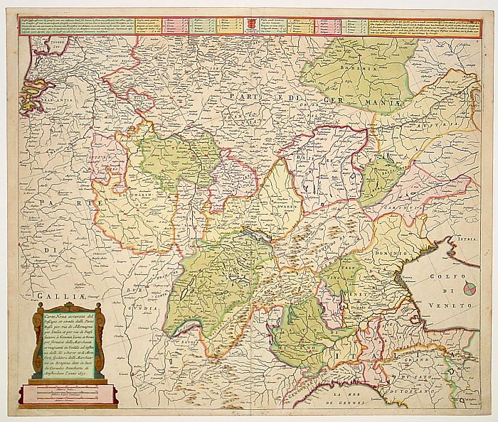DE WIT, F., Carta Nova accurata del passagio et strada dalli Paesi.., antique map, old maps