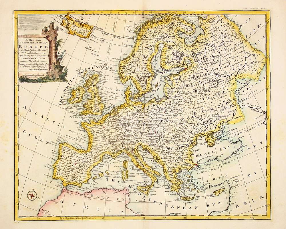 BOWEN,E., A new and very accurate map of Europe.., antique map, old maps