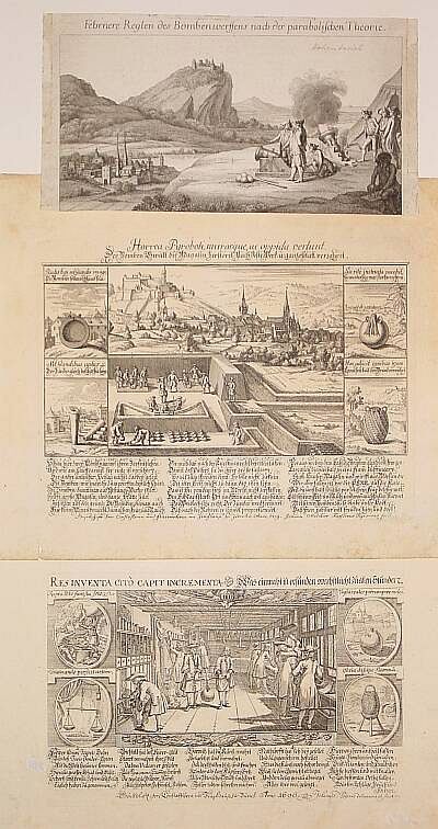 MEIJERUS,J./ Anonymous., 3 prints dealing with manufacturing of canons., antique map, old maps