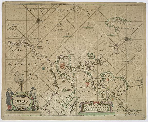 GOOS, P., Pascaart van Europa alsmede een gedeelte vande Kust van Africa. . ., antique map, old maps