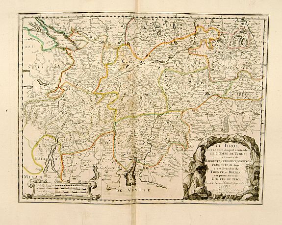 SANSON,N./ MARIETTE,P., Le Tirol.. Bregentz/ Feldkirck.. Trente/ Brixen., antique map, old maps