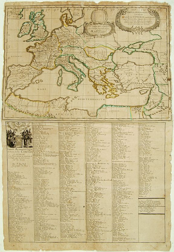 DU VAL,P., La Carte des Conciles.., antique map, old maps