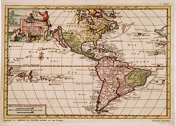 VAN DER AA,P., Amerika of de Nieuwe Weereld., antique map, old maps