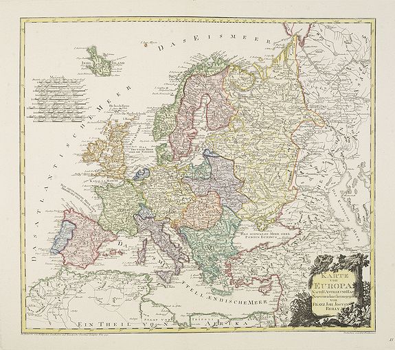 VON REILLY, F.J.J., Karte von Europa., antique map, old maps
