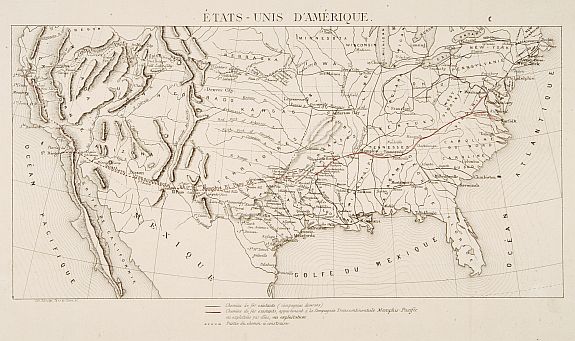 RIBOULET, États-Unis D'Amérique., antique map, old maps