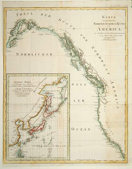 SOTZMANN, D.F., Karte von .. Norstwestlichen Kuste America., antique map, old maps