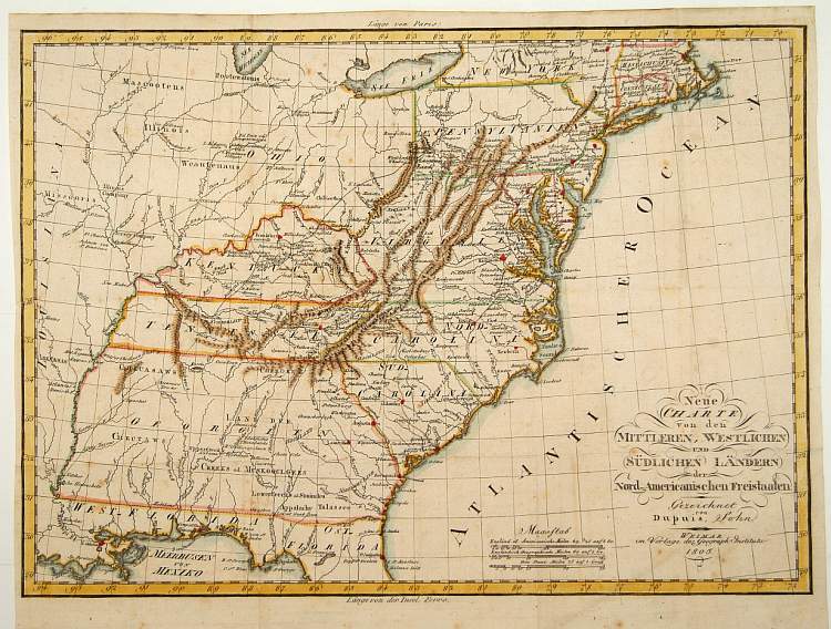 DUPUIS., Neue Charte von dem Mittleren Westlichen .. Nord Amerika.., antique map, old maps