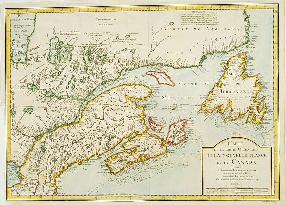 BELLIN,N., Carte de la partie Orientale de la nouvelle France ou du .., antique map, old maps